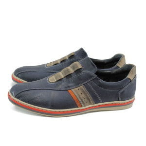 Сини анатомични мъжки обувки, естествена кожа - всекидневни обувки за пролетта и лятото N 10009964