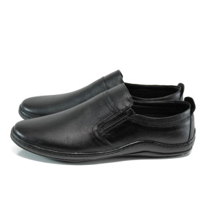 Черни анатомични мъжки обувки, естествена кожа - всекидневни обувки за пролетта и лятото N 10009965