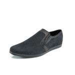 Черни анатомични ежедневни мъжки обувки, естествен набук - елегантни обувки за пролетта и лятото N 10009959