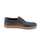 Сини анатомични ежедневни мъжки обувки, естествена кожа - всекидневни обувки за пролетта и лятото N 10009935