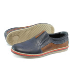 Сини анатомични ежедневни мъжки обувки, естествена кожа - всекидневни обувки за пролетта и лятото N 10009935