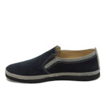 Сини анатомични мъжки обувки, естествен набук - всекидневни обувки за пролетта и лятото N 100010044