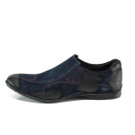 Сини мъжки обувки, естествен набук - всекидневни обувки за целогодишно ползване N 100010644