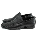 Черни анатомични мъжки обувки, естествена кожа - елегантни обувки за пролетта и лятото N 100010784