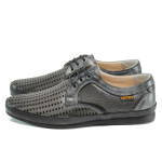 Черни ортопедични мъжки обувки, естествена кожа - всекидневни обувки за пролетта и лятото N 100010791