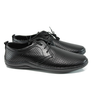 Черни анатомични мъжки обувки, естествена кожа - всекидневни обувки за пролетта и лятото N 100010811