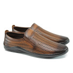 Кафяви анатомични мъжки обувки, естествена кожа - всекидневни обувки за пролетта и лятото N 100010812