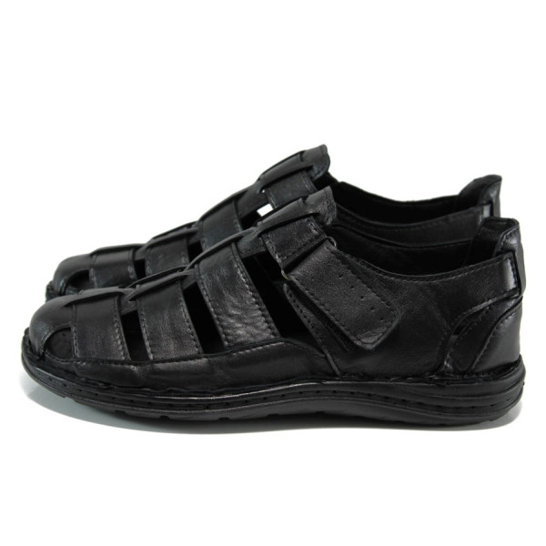 Черни ортопедични мъжки сандали, естествена кожа - всекидневни обувки за лятото N 100010918