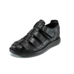 Черни ортопедични мъжки сандали, естествена кожа - всекидневни обувки за лятото N 100010918
