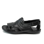 Черни ортопедични мъжки сандали, естествена кожа - всекидневни обувки за лятото N 100010920