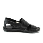 Черни ортопедични мъжки сандали, естествена кожа - всекидневни обувки за лятото N 100010920
