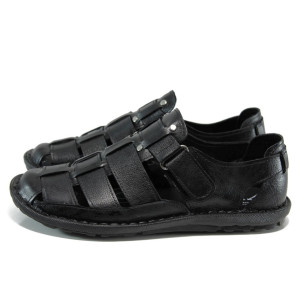 Черни ортопедични мъжки сандали, естествена кожа - всекидневни обувки за лятото N 100010922