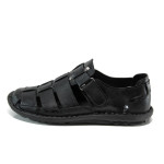 Черни ортопедични мъжки сандали, естествена кожа - всекидневни обувки за лятото N 100010922