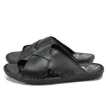 Черни ортопедични мъжки чехли, естествена кожа - всекидневни обувки за лятото N 100010923