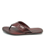 Червени анатомични мъжки чехли, естествена кожа - ежедневни обувки за лятото N 100011005