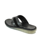 Черни анатомични мъжки чехли, естествена кожа - ежедневни обувки за лятото N 100011008