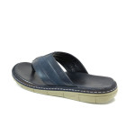Сини анатомични мъжки чехли, естествена кожа - ежедневни обувки за лятото N 100011007