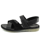 Черни анатомични мъжки сандали, естествена кожа - ежедневни обувки за лятото N 100011012