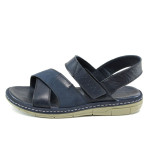 Сини анатомични мъжки сандали, естествена кожа - ежедневни обувки за лятото N 100011011