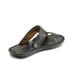 Черни анатомични мъжки чехли, естествена кожа - ежедневни обувки за лятото N 100011009