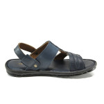 Сини анатомични мъжки чехли, естествена кожа - ежедневни обувки за лятото N 100011010