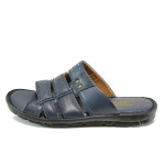 Сини анатомични мъжки чехли, естествена кожа - ежедневни обувки за лятото N 100011002
