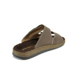Кафяви ортопедични мъжки чехли, естествена кожа - ежедневни обувки за лятото N 100011044