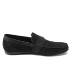 Черни мъжки обувки, естествен набук - всекидневни обувки за есента и зимата N 100011178