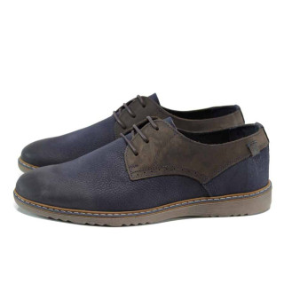 Сини анатомични мъжки обувки, естествена кожа - всекидневни обувки за есента и зимата N 100011309