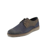 Сини анатомични мъжки обувки, естествена кожа - всекидневни обувки за есента и зимата N 100011309