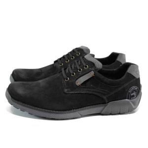 Черни мъжки обувки, естествена кожа - всекидневни обувки за есента и зимата N 100011316