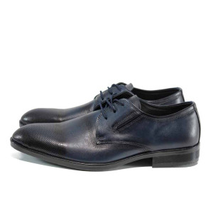 Сини анатомични мъжки обувки, естествена кожа - официални обувки за есента и зимата N 100011535