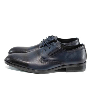 Сини анатомични мъжки обувки, естествена кожа - официални обувки за есента и зимата N 100011535