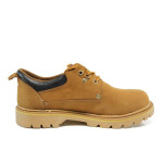 Жълти анатомични мъжки обувки, естествен набук - всекидневни обувки за есента и зимата N 100011571