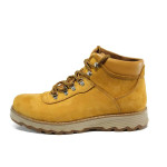 Жълти мъжки боти, естествен набук - ежедневни обувки за есента и зимата N 100011686