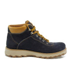 Сини мъжки боти, естествен набук - ежедневни обувки за есента и зимата N 100011687