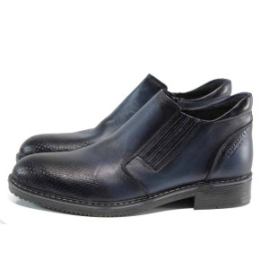 Сини мъжки боти, естествена кожа - ежедневни обувки за есента и зимата N 100011739