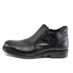 Черни мъжки боти, естествена кожа - ежедневни обувки за есента и зимата N 100011741