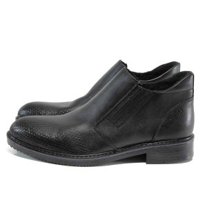 Черни мъжки боти, естествена кожа - ежедневни обувки за есента и зимата N 100011740