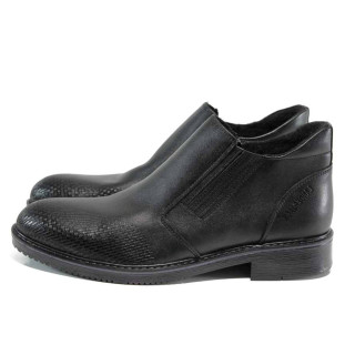 Черни мъжки боти, естествена кожа - ежедневни обувки за есента и зимата N 100011740