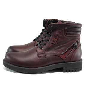 Винени анатомични мъжки боти, естествена кожа - всекидневни обувки за есента и зимата N 100011858