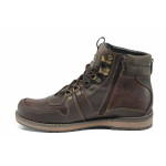 Кафяви мъжки боти, естествена кожа - ежедневни обувки за есента и зимата N 100011866