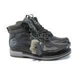 Черни мъжки боти, естествена кожа - ежедневни обувки за есента и зимата N 100011865