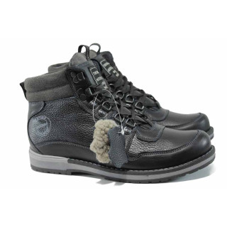 Черни мъжки боти, естествена кожа - ежедневни обувки за есента и зимата N 100011865