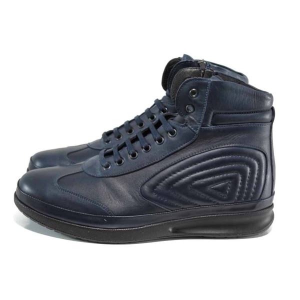 Сини ортопедични мъжки боти, естествена кожа - всекидневни обувки за есента и зимата N 100011912