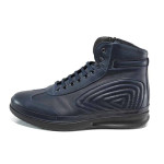 Сини ортопедични мъжки боти, естествена кожа - всекидневни обувки за есента и зимата N 100011912