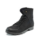 Черни мъжки боти, естествен набук - всекидневни обувки за есента и зимата N 100011910
