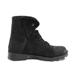 Черни мъжки боти, естествен набук - всекидневни обувки за есента и зимата N 100011910