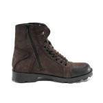 Кафяви мъжки боти, естествен набук - всекидневни обувки за есента и зимата N 100011911