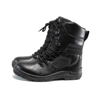 Черни мъжки боти, естествена кожа - всекидневни обувки за есента и зимата N 100011913